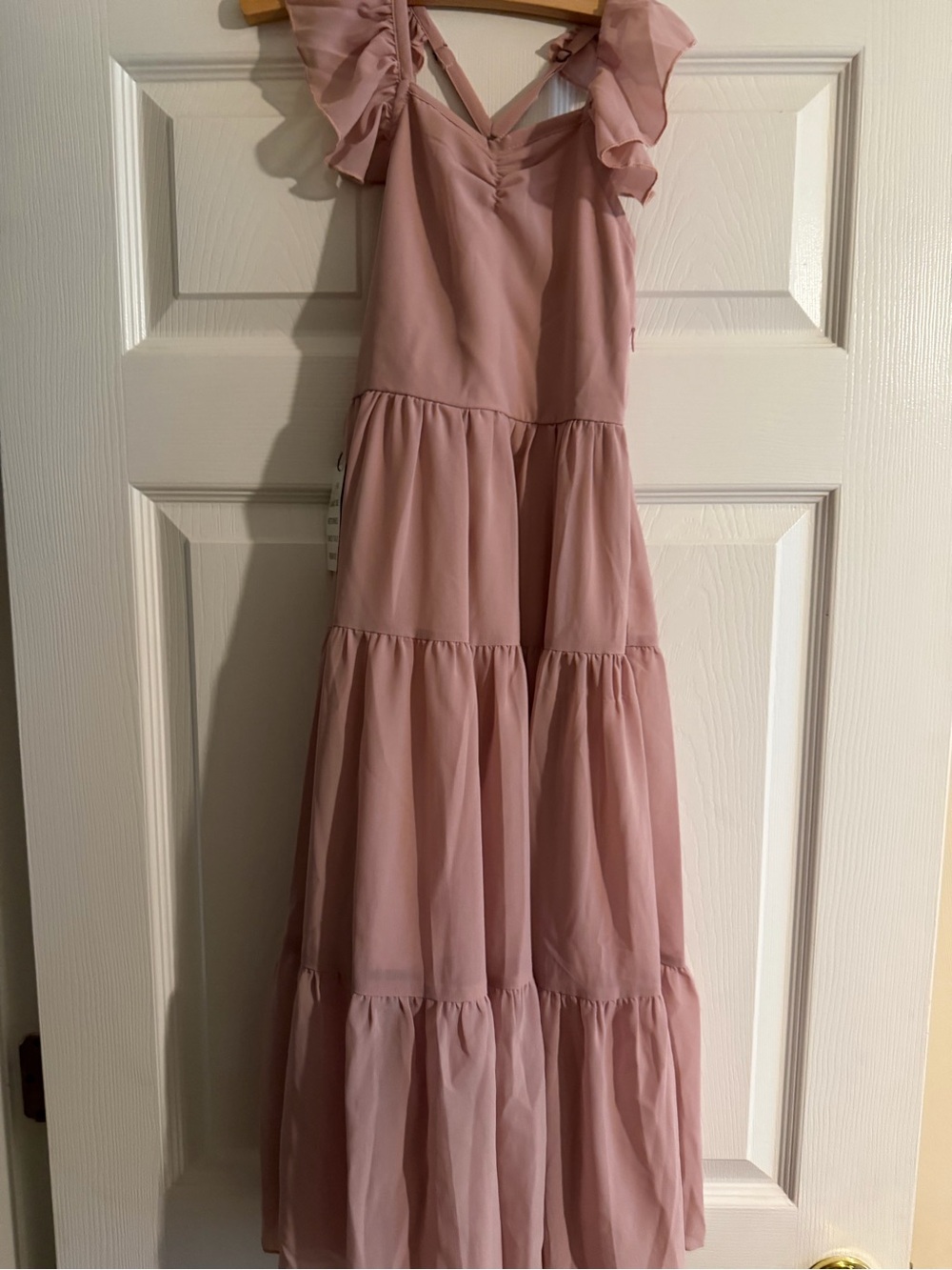 Joyfolie Dusty Rose Tiered Ruffle-Strap Formal Dress